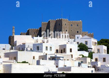 Monastère de Saint John à Chora, UNESCO World Heritage Site, Patmos, Dodécanèse, îles grecques, Grèce, Europe Banque D'Images