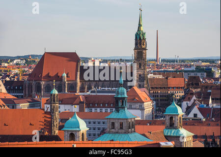 Vue sur le centre médiéval de la ville de Nuremberg, Bavière, Allemagne, Europe Banque D'Images