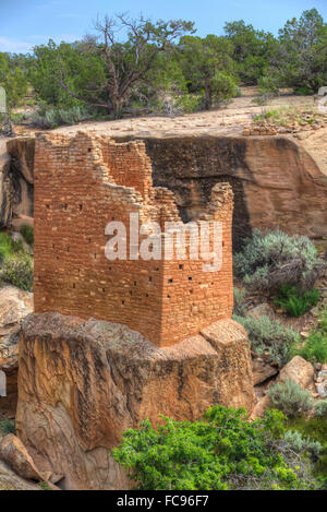 Holly Groupe, Ruines Anasazi, datant de1230 à 1275 AD, Hovenweep National Monument, Utah, États-Unis d'Amérique