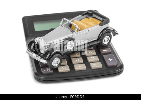 Calculatrice et petite voiture Banque D'Images