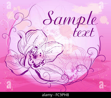 Vintage carte de souhaits avec orchidée Banque D'Images