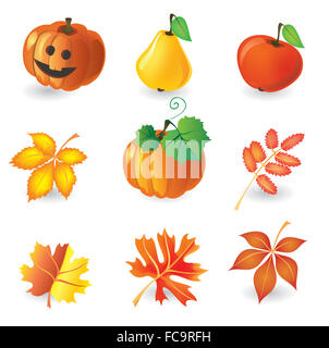 Ensemble d'icônes d'automne Banque D'Images