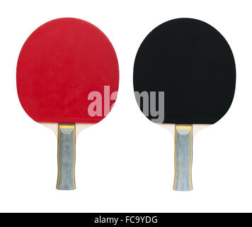 Les raquettes de tennis de table de ping-pong isolé blanc Banque D'Images