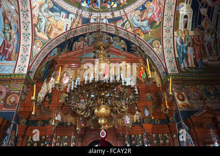 Arsani monastère, Sainte Eglise de Saint Marc de la mort, de l'intérieur de fresques, île de Crète, Grèce Banque D'Images