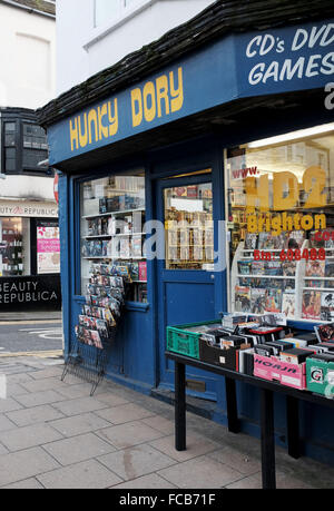 Brighton 21e Janvier 2016 - La seconde main Hunky Dory CD DVD et jeux boutique à St James's Street Brighton Kemp Town Banque D'Images