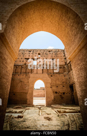 Porte du Palais El Badi, dans la région de Marrakech. Maroc Banque D'Images