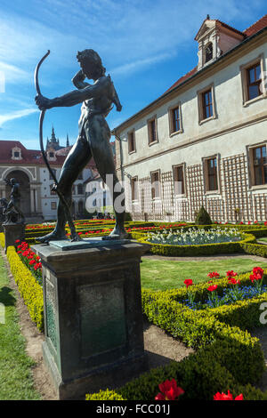 Prague Wallenstein Palace Garden statue baroque en bronze d'Adrian de Vries, Mala Strana jardins de Prague République tchèque, Apollon Banque D'Images