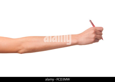 Elle a écrit au stylo. Banque D'Images