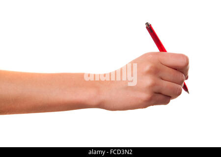 Elle a écrit au stylo. Banque D'Images