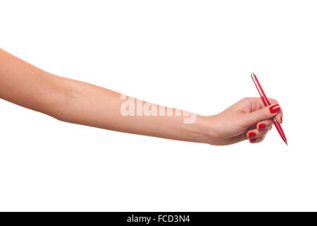 Elle a écrit au stylo. Banque D'Images