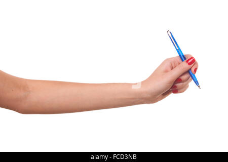 Elle a écrit au stylo. Banque D'Images