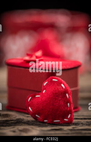 Close up de coeur feutre rouge Banque D'Images