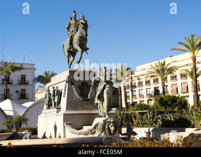 Statue du général Miguel Primo de Rivera, la Plaza del Arenal, Jerez de la Frontera, Espagne Banque D'Images