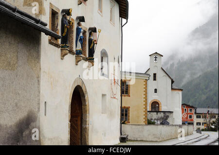 Site du patrimoine mondial de l'Couvent Bénédictin de Saint-Jean en Val Müstair, Canton des Grisons, Suisse Banque D'Images