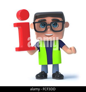 3D render d'un agent de santé et de sécurité la tenue d'un symbole d'informations. Banque D'Images
