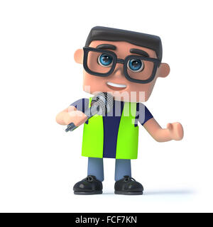 3D render d'un agent de santé et de sécurité à parler dans un micro. Banque D'Images