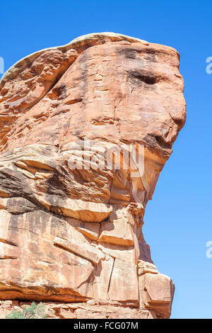 En forme de visage rock formation à Canyonlands National Park, Utah, USA. Banque D'Images