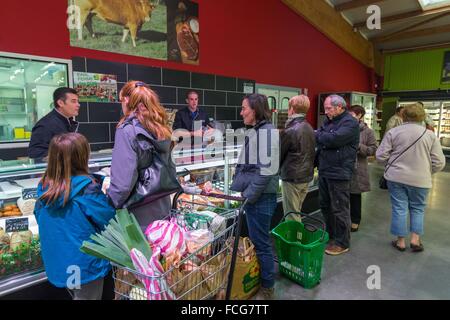 BIENVENUE À LA FERME, PRODUITS DE LA FERME ET LES ALIMENTS PRÉPARÉS de façon traditionnelle, CAEN, (14) Calvados, Normandie, France Banque D'Images