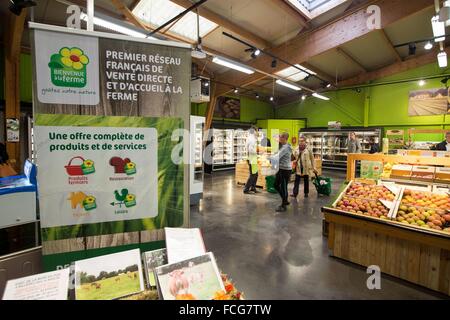 BIENVENUE À LA FERME, PRODUITS DE LA FERME ET LES ALIMENTS PRÉPARÉS de façon traditionnelle, CAEN, (14) Calvados, Normandie, France Banque D'Images