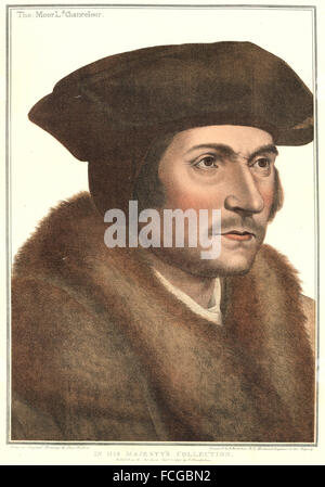 HOLBEIN-HENRY VIII : Sir Thomas More (Moor) Lord Chancellor (Bartolozzi) , 1884 Banque D'Images