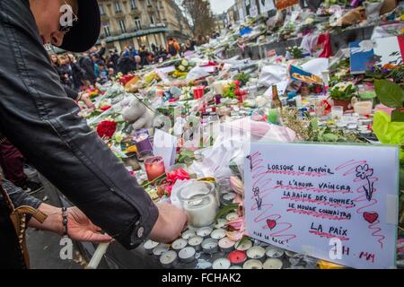 PARIS ATTAQUES TERRORISTES COMMISES PAR LES MEMBRES DE L'ISIS, l'État islamique, 11ème arrondissement, Paris (75), ILE DE FRANCE, FRANCE Banque D'Images