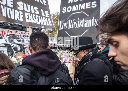 PARIS ATTAQUES TERRORISTES COMMISES PAR LES MEMBRES DE L'ISIS, l'État islamique, 11ème arrondissement, Paris (75), ILE DE FRANCE, FRANCE Banque D'Images