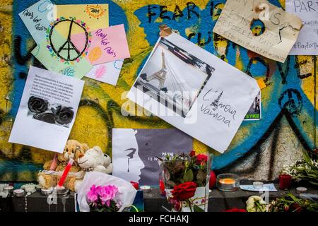 PARIS ATTAQUES TERRORISTES COMMISES PAR LES MEMBRES DE L'ISIS, l'État islamique, 11ème arrondissement, Paris (75), ILE DE FRANCE, FRANCE Banque D'Images