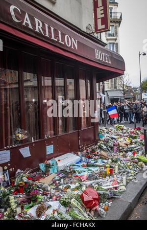 PARIS ATTAQUES TERRORISTES COMMISES PAR LES MEMBRES DE L'ISIS, l'État islamique, 11ème arrondissement, Paris (75), ILE DE FRANCE, FRANCE Banque D'Images