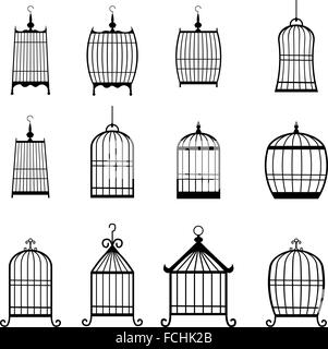 Ensemble de cages à oiseaux modernes. editable vector Illustration de Vecteur