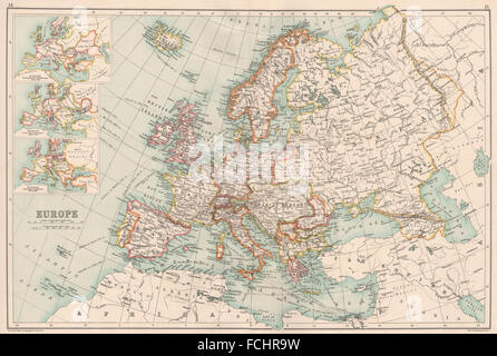 L'EUROPE : L'encart dans le temps de Charlemagne, Charles V (16C) et Napoléon, 1891 map Banque D'Images