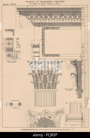 L'architecture de temple corinthien : Jupiter Tonana, Rome. L'entablement Capital, 1931 Banque D'Images