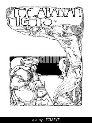 L'Arabian Nights, la conception d'une page de titre, d'Allen, de Liverpool, à l'illustration à partir de la ligne 1900 Studio Magazine Banque D'Images