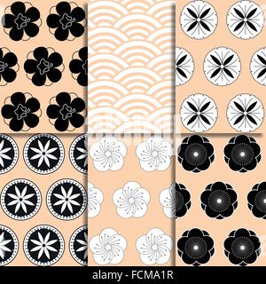 Vector illustration set de 6 patrons japonais Illustration de Vecteur