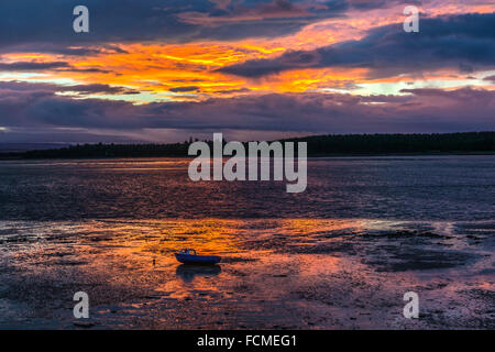 Coucher du soleil à Findhorn, Moray, Ecosse, Royaume-Uni Banque D'Images