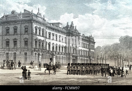Le palais de Buckingham, 19e siècle, l'ancienne résidence du monarque régnant du Royaume-Uni, Londres, Angleterre Banque D'Images