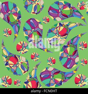 Colorful abstract pattern transparente avec motif Paisley et homogène dans le menu vecteur Paisley Swatch, l'arrière-plan Illustration de Vecteur