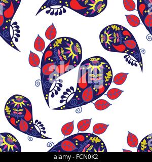 Paisley pattern transparente colorée et sans motif dans le menu swatch, vector illustration. Texture mignon Illustration de Vecteur