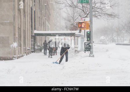 New York City, USA. 23 janvier 2016. Blizzard arrête NYC. Les rues et les trottoirs sont presque impraticables. Credit : Patti McConville/Alamy Live News Banque D'Images