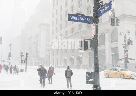 New York City, USA. 23 janvier 2016. Blizzard arrête NYC. Les rues et les trottoirs sont presque impraticables. Credit : Patti McConville/Alamy Live News Banque D'Images