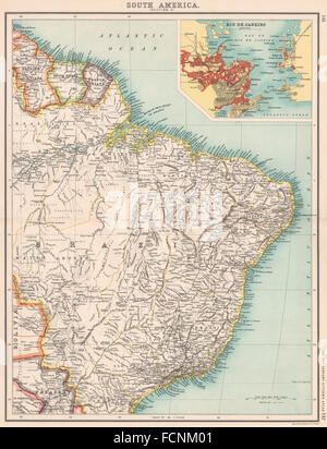 Le Brésil et la GUYANE:Dutch French Guyane Britannique(Guyane).Rio de Janeiro 1901 map Banque D'Images