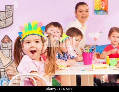 La classe de maternelle et Girl portrait Banque D'Images