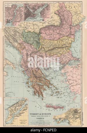 La Turquie EN EUROPE:Balkans Bosphore Constantinople(Istanbul)Dardanelles, 1893 map Banque D'Images