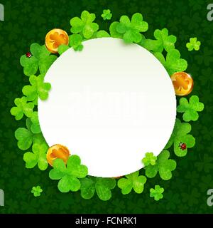 Les trèfles verts et pièces d'or Saint Patricks Day frame Illustration de Vecteur