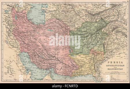 Asie du Sud-Ouest : la Perse (Iran) Afghanistan Balouchistan. L'Iran au Pakistan. BACON, 1893 map Banque D'Images