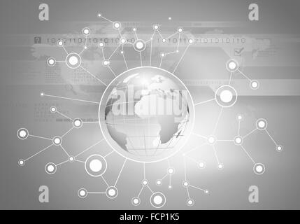 Image conceptuelle de planète numérique avec des lignes de connexion Banque D'Images