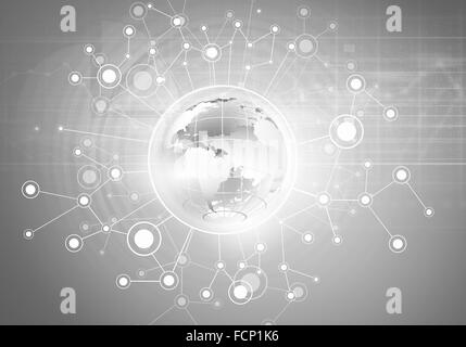 Image conceptuelle de planète numérique avec des lignes de connexion Banque D'Images