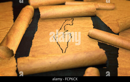 Israël Le dessin d'une carte Évolution de vieux papier 3D de défilement Banque D'Images