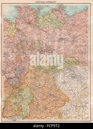 Allemagne : l'Allemagne centrale montrant membres. BARTHOLOMEW, 1898 carte antique Banque D'Images