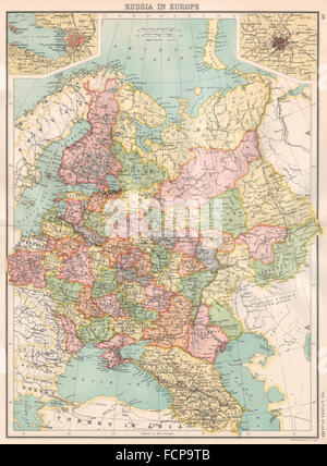 La RUSSIE EN EUROPE : l'Encart Saint-pétersbourg Moscou Москва. BARTHOLOMEW, 1898 map Banque D'Images