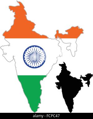 Inde carte drapeau sur un fond blanc. Vector Illustrator. Illustration de Vecteur